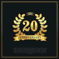 20 ano aniversário celebração logotipo ouro cor Projeto em Preto fundo abstrato ilustração vetor