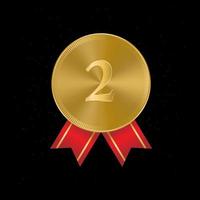 prêmio dourado medalhas 3d realista ilustração. segundo Lugar, colocar medalhas. vetor
