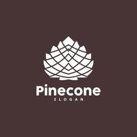 pinho cone logotipo, elegante luxo pinho simples projeto, árvore bolota ícone vetor, produtos marca ilustração vetor