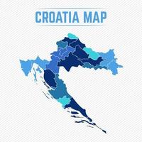 mapa detalhado da croácia com estados vetor