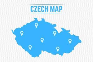 mapa simples da república checa com ícones de mapa vetor