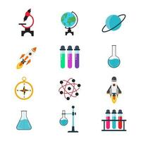 conjunto de ícones coloridos de laboratório de ciências vetor