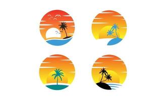 ilustração em vetor praia sunset logo set design