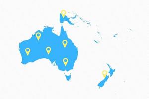 mapa da oceania com ícones do mapa vetor