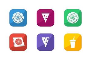ilustração do conjunto de ícones de pizza vetor