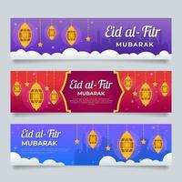 Coleção de banners eid mubarak com cores brilhantes vetor