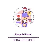 fraude financeira no ícone de conceito de site de namoro. vetor