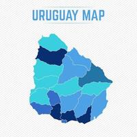 mapa detalhado do uruguai com estados vetor