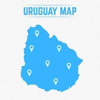 mapa simples do uruguai com ícones de mapa vetor