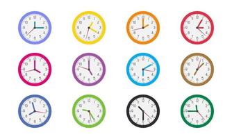 variedade de ícones de hora do relógio vetor