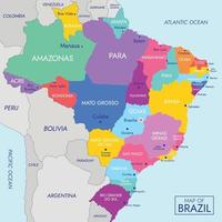 mapa do Brasil com detalhe país nome vetor
