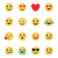ícones de emoji com design plano vetor