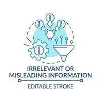 ícone de conceito azul de informações irrelevantes ou enganosas vetor