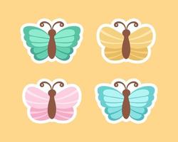 fofa borboleta adesivos ilustração definir. bonita vetor borboletas com Primavera e verão cores para crianças.