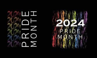 2024 orgulho mês concepção isolado em Preto fundo vetor