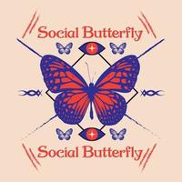 Projeto social borboleta para camiseta jaquetas vetor