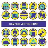 acampar ícones do vetor no estilo de design do distintivo.