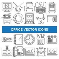 ícones do vetor de escritório em estilo de design de estrutura de tópicos.