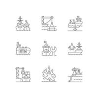 conjunto de ícones lineares da indústria de remessas vetor