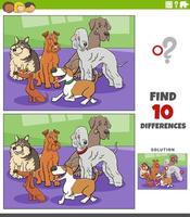 diferenças tarefa com desenho animado de raça pura cachorros vetor