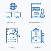 ícones de big data e datacenter vetor