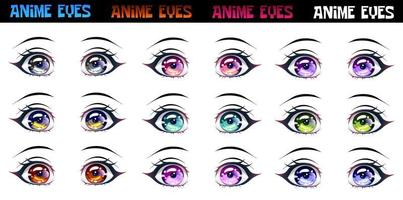 conjunto de personagem de desenho animado de olhos azuis, anime em ângulos  diferentes. ilustração em vetor de olhos femininos, de bebê isolados no  fundo branco. 4609838 Vetor no Vecteezy