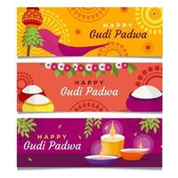 conjunto de banner gudi padwa vetor