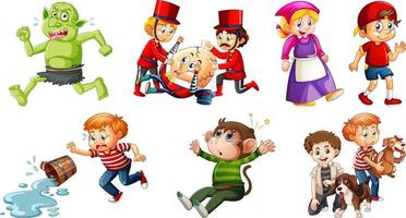 conjunto de personagens de rimas infantis diferentes isolado no fundo branco