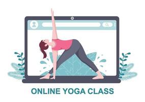 aulas online, conceito de aulas de ioga e meditação vetor