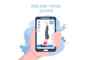 aulas online, conceito de aulas de ioga e meditação vetor