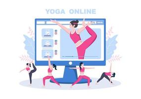 aulas online, conceito de aulas de ioga e meditação vetor