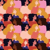 desatado padronizar com jovem mulheres com diferente pele cor.social diversidade. vetor ilustração