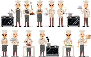 conjunto de caracteres de profissão de chef vetor