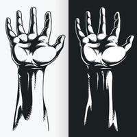 silhueta de mão com palma aberta, desenho vetorial de estêncil
