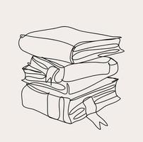 minimalista livro linha arte, lendo esboço desenho, leitor simples esboço, livros, vetor ilustração