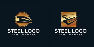 aço, metal, ferro logotipo ilustração vetor coleção perfeito para seu o negócio companhia