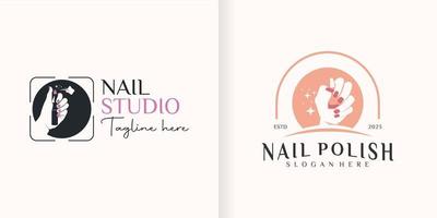 design de logotipo de estúdio de unhas com estilo e conceito criativo vetor