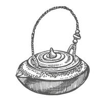 chinês tradicional teapod. gráfico desenhado à mão ilustração, vetor. vetor