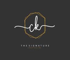c k ck inicial carta caligrafia e assinatura logotipo. uma conceito caligrafia inicial logotipo com modelo elemento. vetor