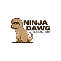 ninja cachorro mascote desenho animado logotipo vetor