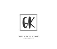 g k gk inicial carta caligrafia e assinatura logotipo. uma conceito caligrafia inicial logotipo com modelo elemento. vetor