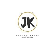 j k jk inicial carta caligrafia e assinatura logotipo. uma conceito caligrafia inicial logotipo com modelo elemento. vetor
