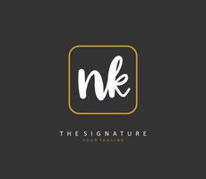 n k nk inicial carta caligrafia e assinatura logotipo. uma conceito caligrafia inicial logotipo com modelo elemento. vetor