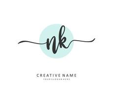 n k nk inicial carta caligrafia e assinatura logotipo. uma conceito caligrafia inicial logotipo com modelo elemento. vetor