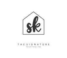 s k sk inicial carta caligrafia e assinatura logotipo. uma conceito caligrafia inicial logotipo com modelo elemento. vetor