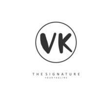 v k vk inicial carta caligrafia e assinatura logotipo. uma conceito caligrafia inicial logotipo com modelo elemento. vetor