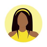 africano americano mulher avatar com em linha reta cabelo e arco de cabelo vetor