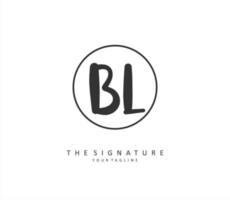 bl inicial carta caligrafia e assinatura logotipo. uma conceito caligrafia inicial logotipo com modelo elemento. vetor