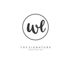 wl inicial carta caligrafia e assinatura logotipo. uma conceito caligrafia inicial logotipo com modelo elemento. vetor