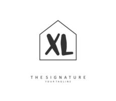 xl inicial carta caligrafia e assinatura logotipo. uma conceito caligrafia inicial logotipo com modelo elemento. vetor